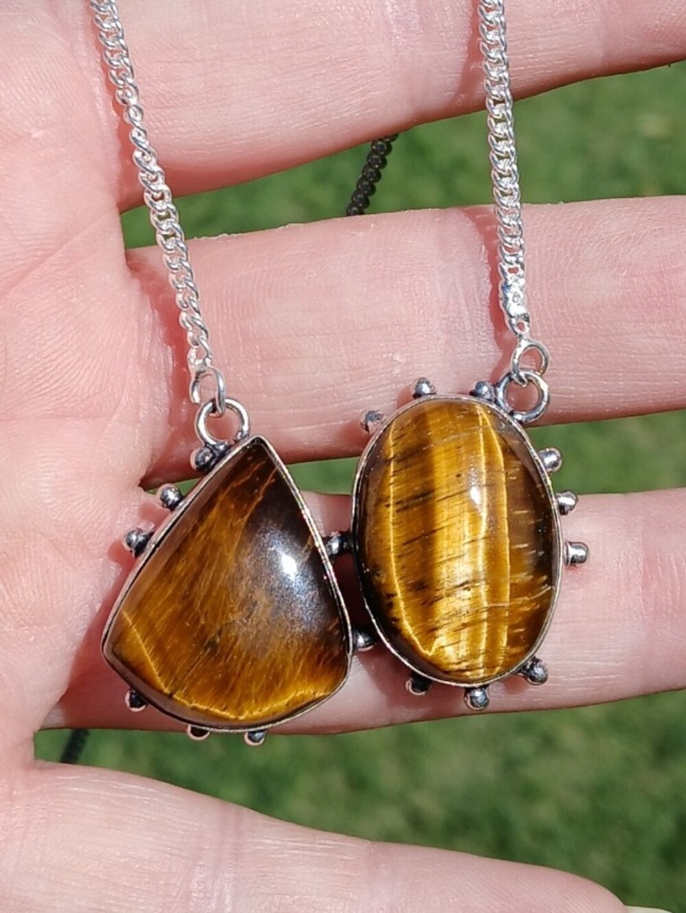 New Tiger Eye 925 Silver Necklace.